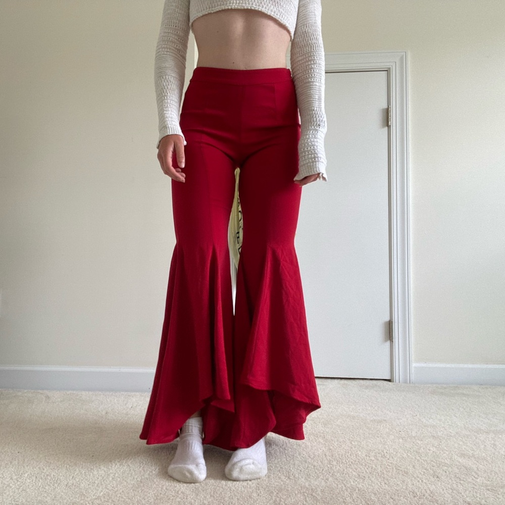 boston proper flare leg red pants size 0